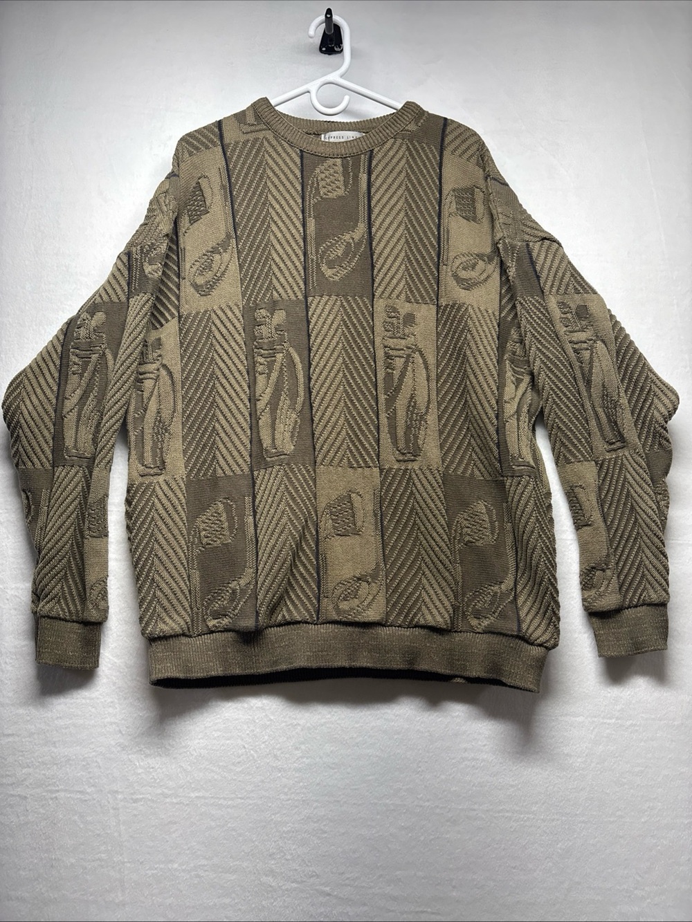 Cypress links Men's Knit Crewneck Sweater in Olive Brown